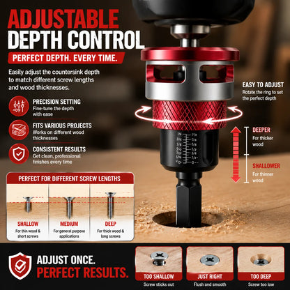 Workshop-Ready Adjustable Countersink Drill Bit Set – Professional