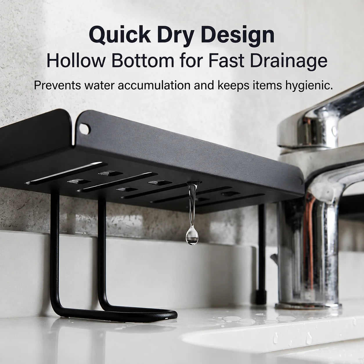 Space-Saving Adjustable Foldable Over-Faucet Shelf