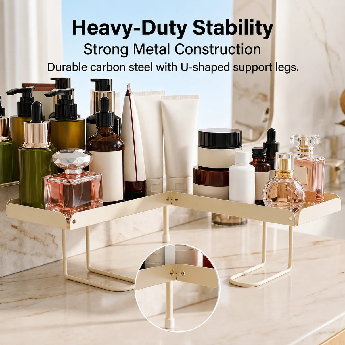 Space-Saving Adjustable Foldable Over-Faucet Shelf