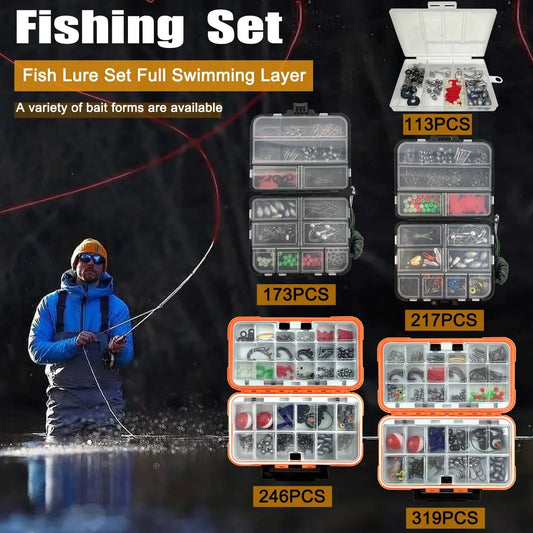 Fishing Tackle Assortment in a Portable Storage Box
