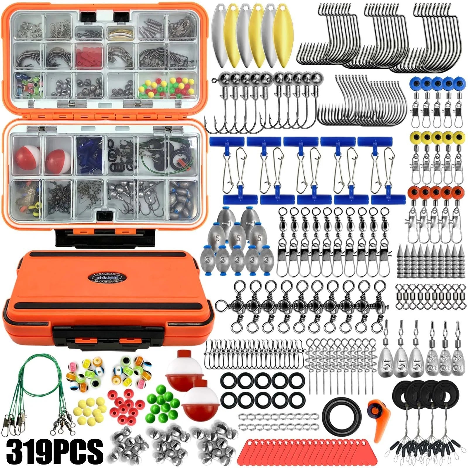 Fishing Tackle Assortment in a Portable Storage Box