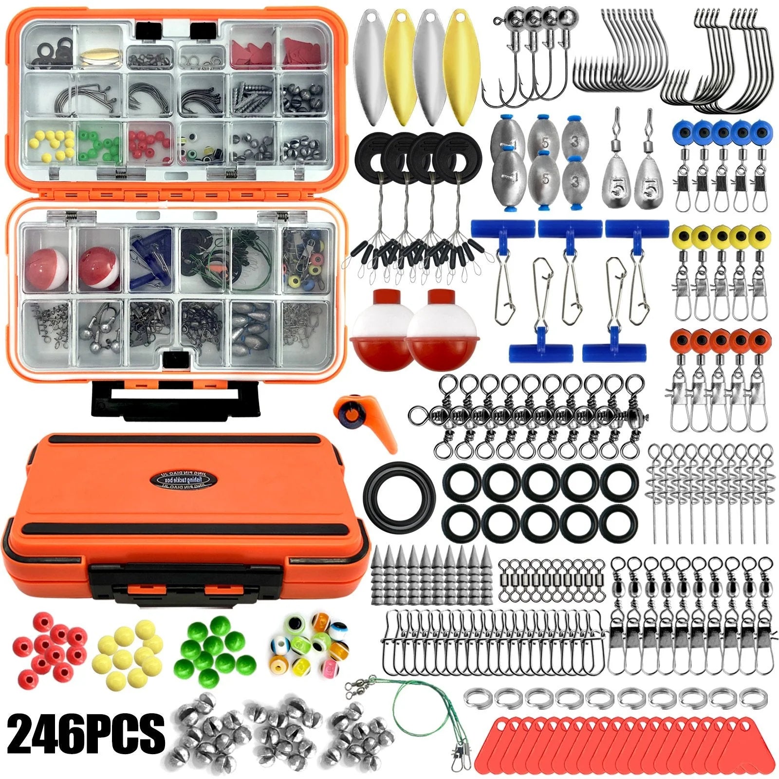 Fishing Tackle Assortment in a Portable Storage Box