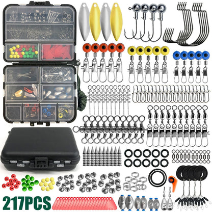 Fishing Tackle Assortment in a Portable Storage Box