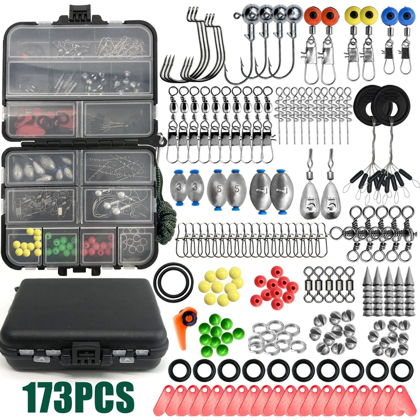 Fishing Tackle Assortment in a Portable Storage Box