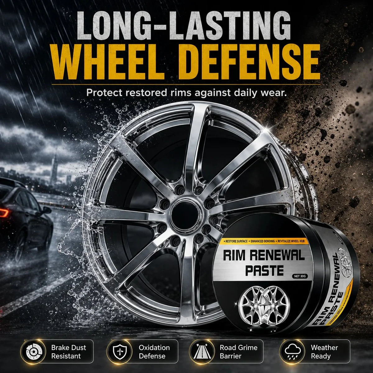Vehicle-Ready All-in-One Wheel Care & Restoration Paste for Garage Use