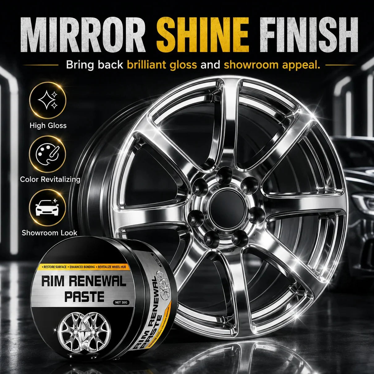 Vehicle-Ready All-in-One Wheel Care & Restoration Paste for Garage Use