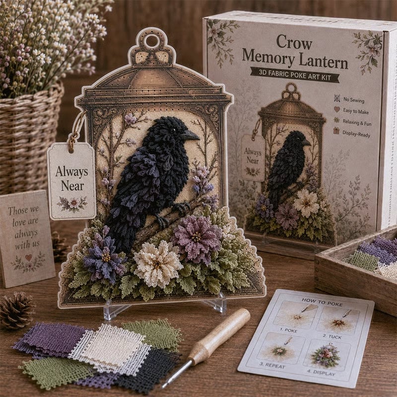 Memorial Lantern Craft Kit with Layered Fabric Poke Art