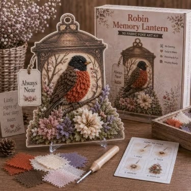 Memorial Lantern Craft Kit with Layered Fabric Poke Art
