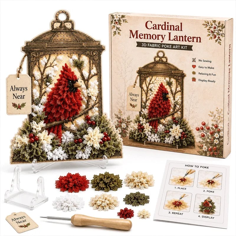 Memorial Lantern Craft Kit with Layered Fabric Poke Art