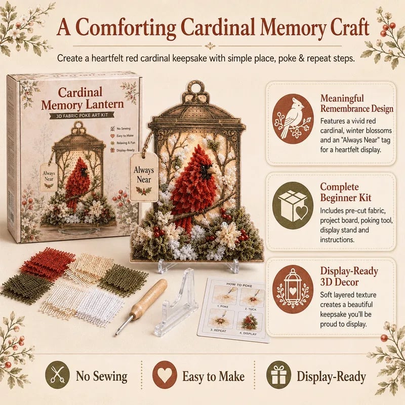 Memorial Lantern Craft Kit with Layered Fabric Poke Art