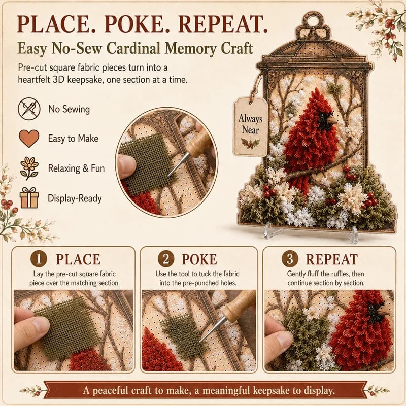Memorial Lantern Craft Kit with Layered Fabric Poke Art