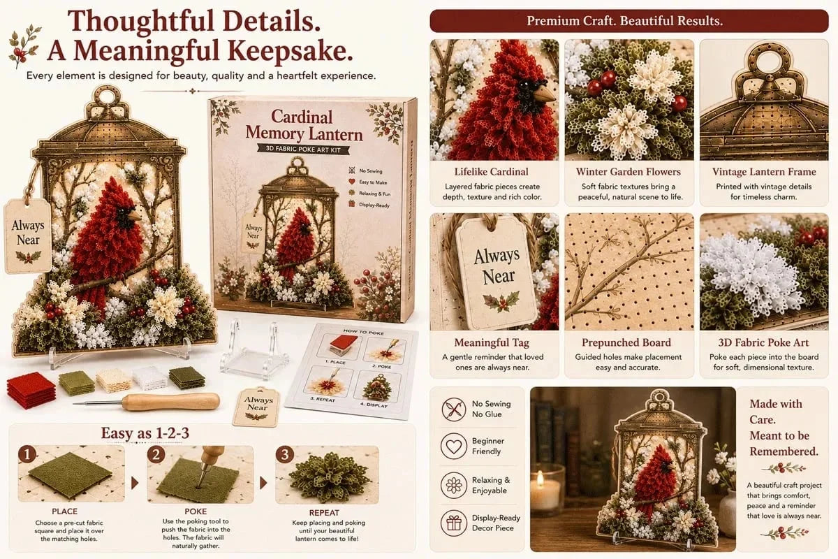 Memorial Lantern Craft Kit with Layered Fabric Poke Art