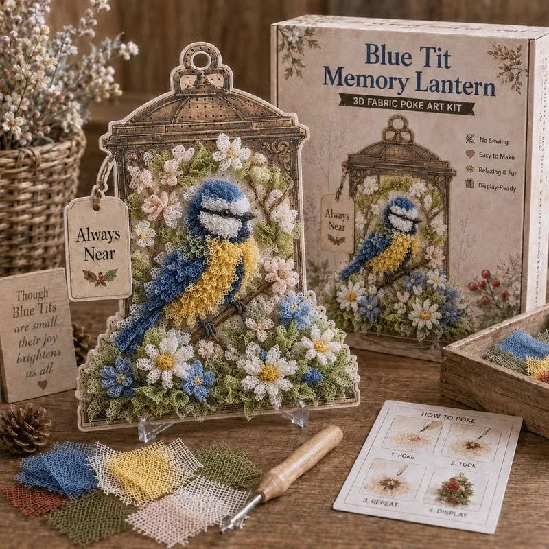 Memorial Lantern Craft Kit with Layered Fabric Poke Art
