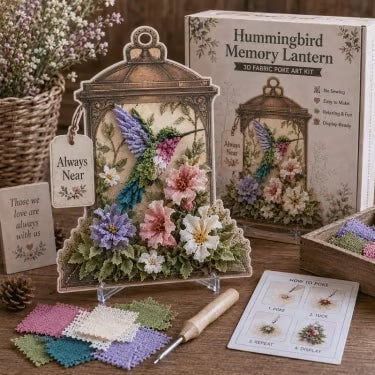 Memorial Lantern Craft Kit with Layered Fabric Poke Art