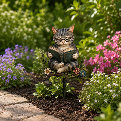 Outdoor Animal Reading Garden Stake for Garden Display