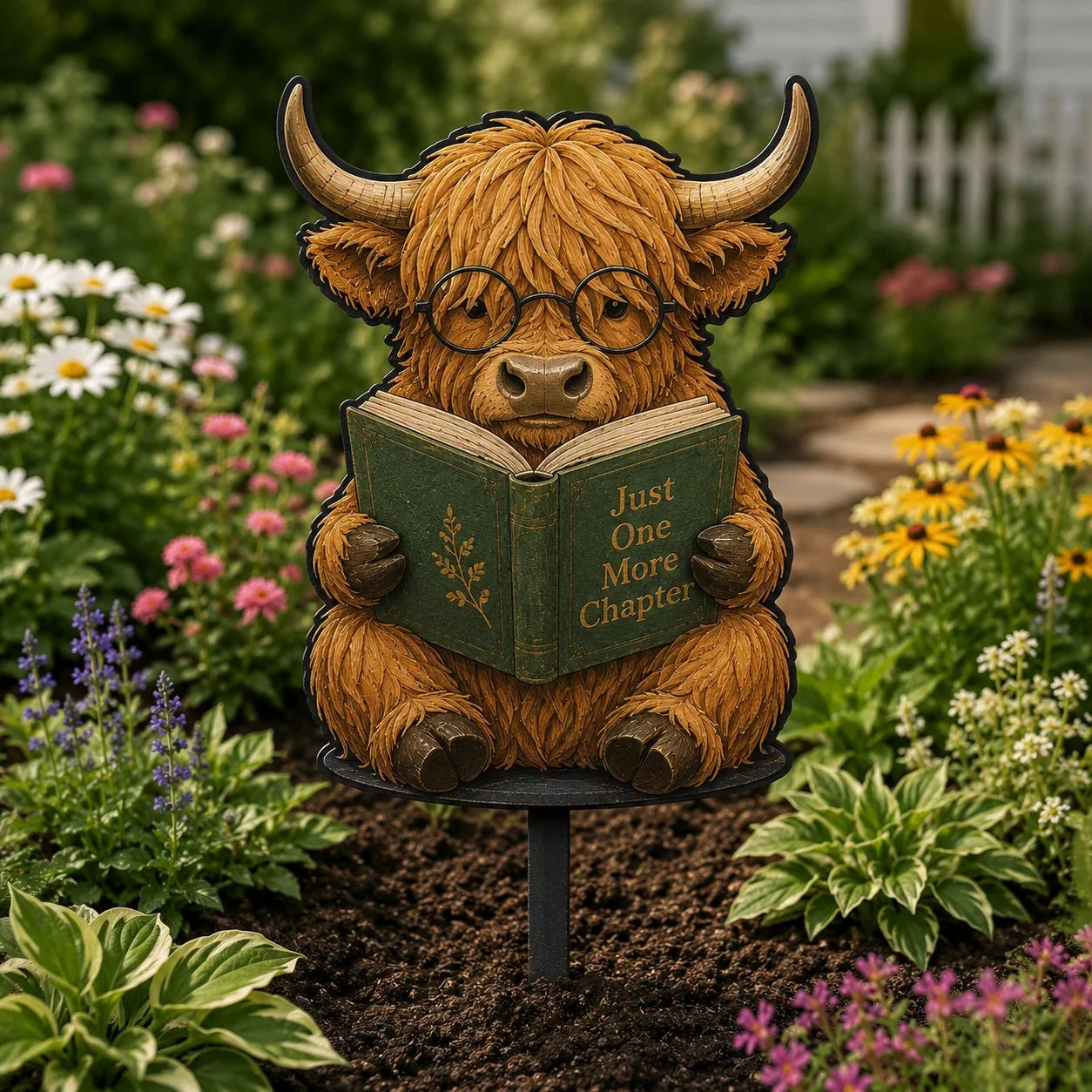 Outdoor Animal Reading Garden Stake for Garden Display