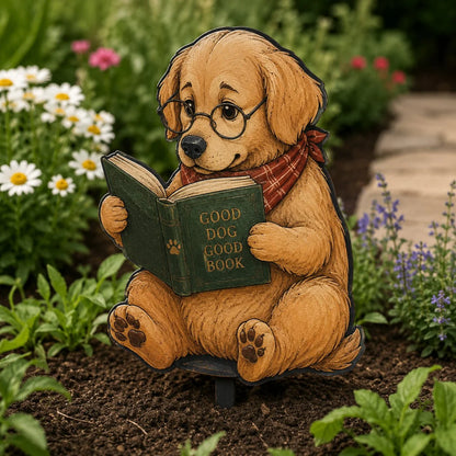 Outdoor Animal Reading Garden Stake for Garden Display