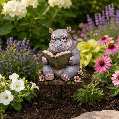 Outdoor Animal Reading Garden Stake for Garden Display