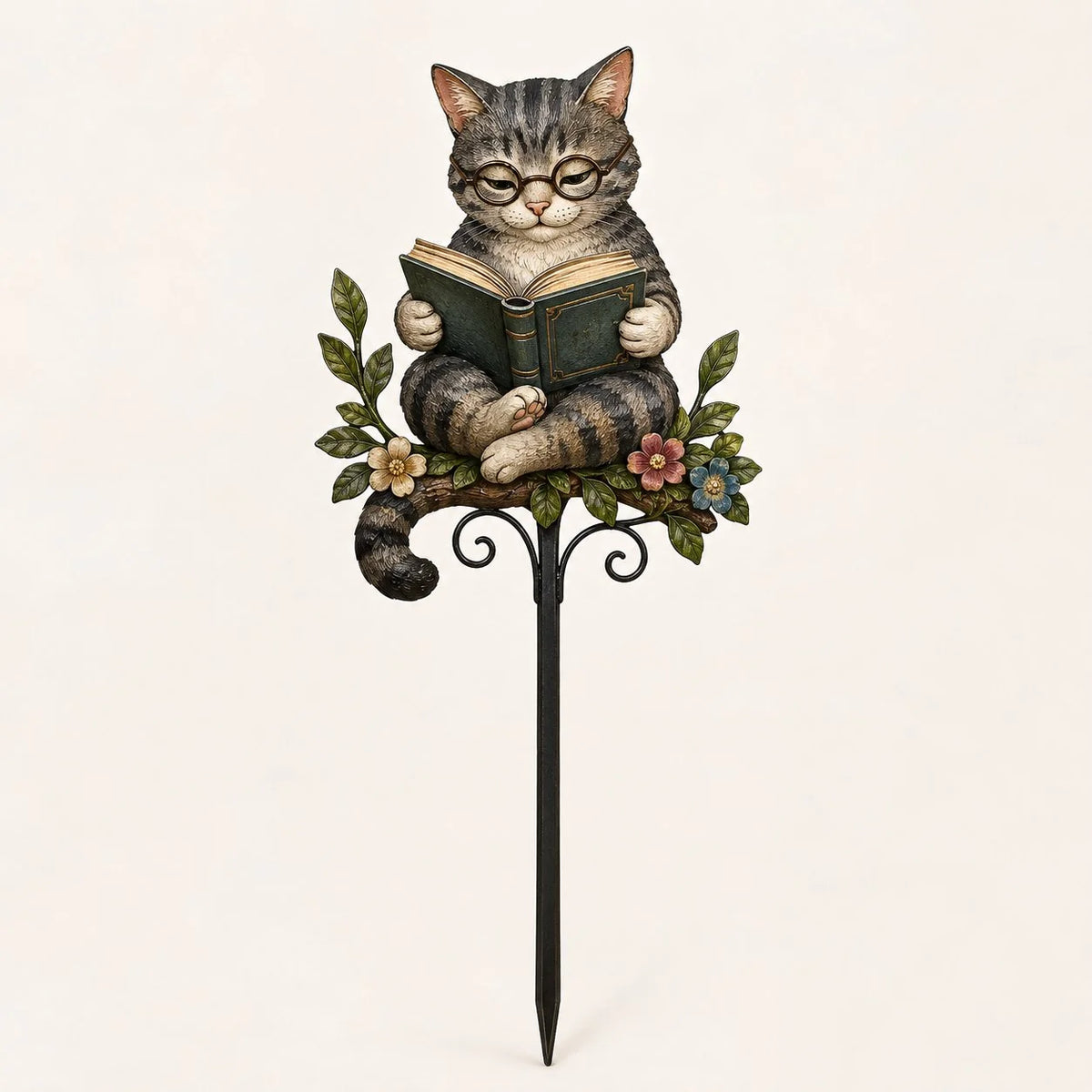 Outdoor Animal Reading Garden Stake for Garden Display