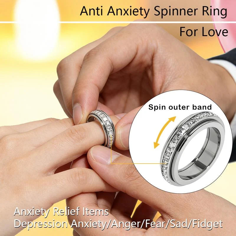 Distinctive Anxiety Rings for Women and Men Titanium Steel Spinner