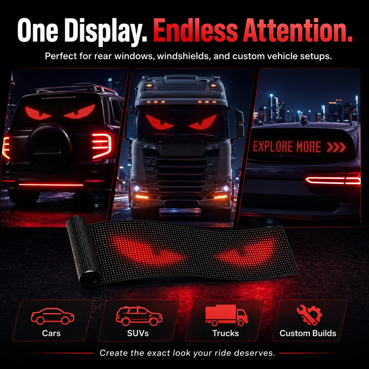 Vehicle-Ready App-Controlled Smart Car LED Sign – Customizable
