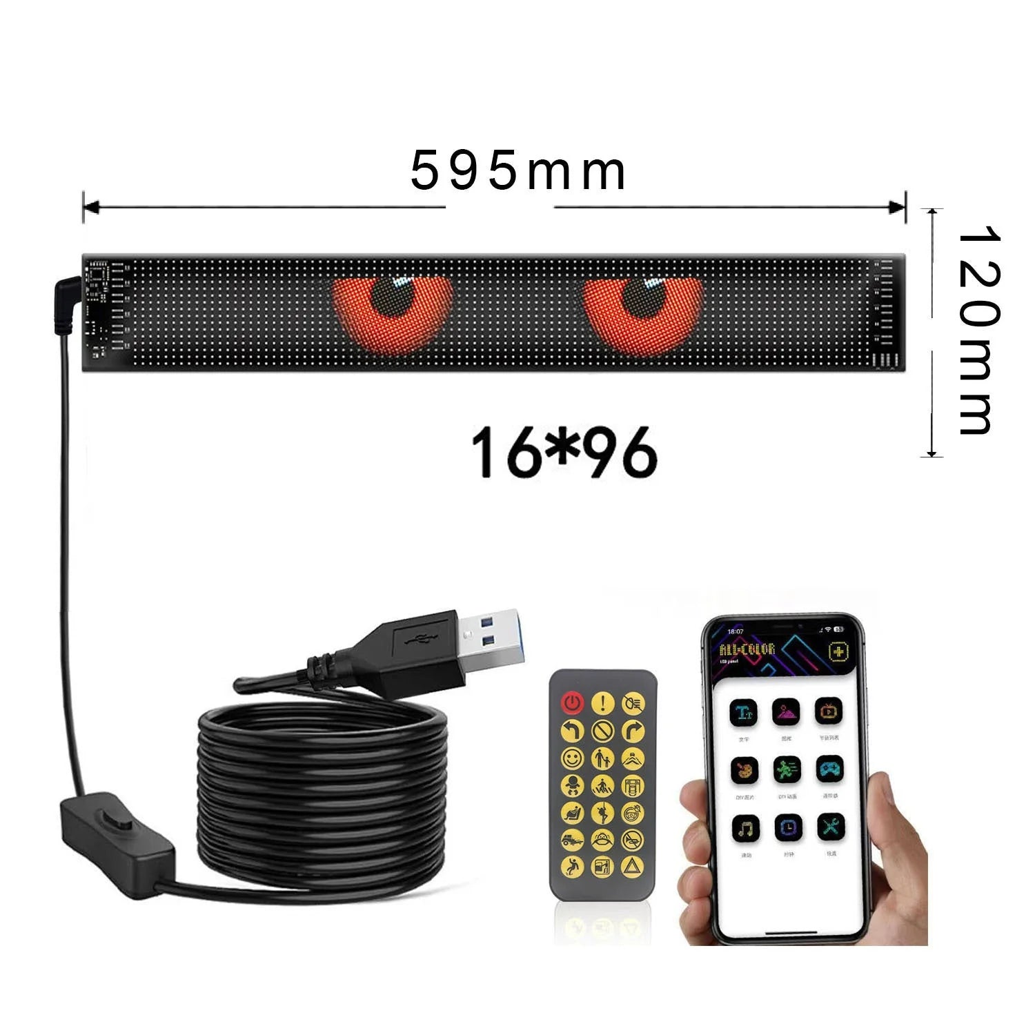 Vehicle-Ready App-Controlled Smart Car LED Sign – Customizable