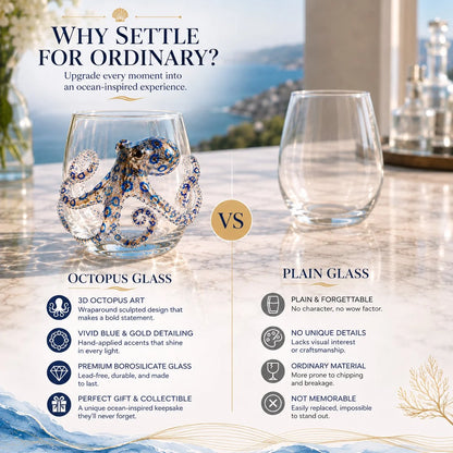 Distinctive Artisanal Blue Ringed Octopus Glassware for Everyday Wear