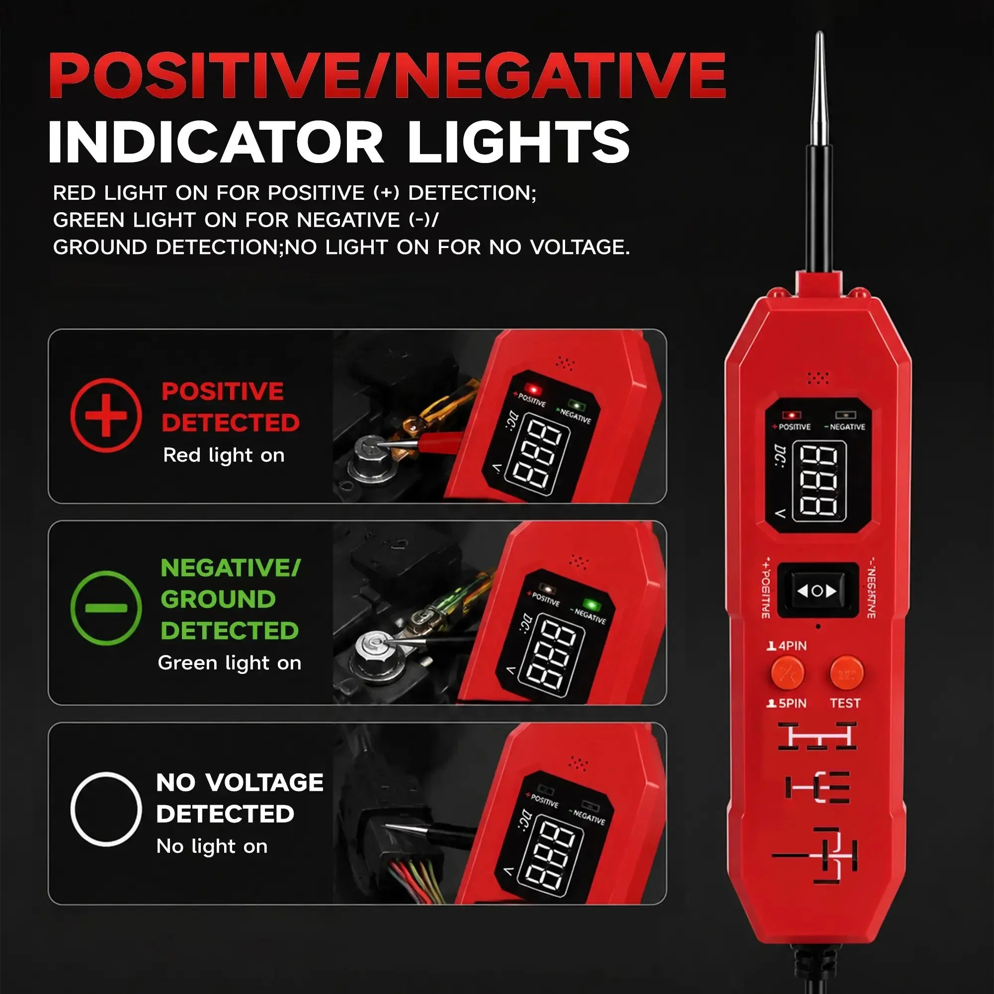 Vehicle-Ready Automotive Circuit & Relay Tester,12V/24V Vehicle