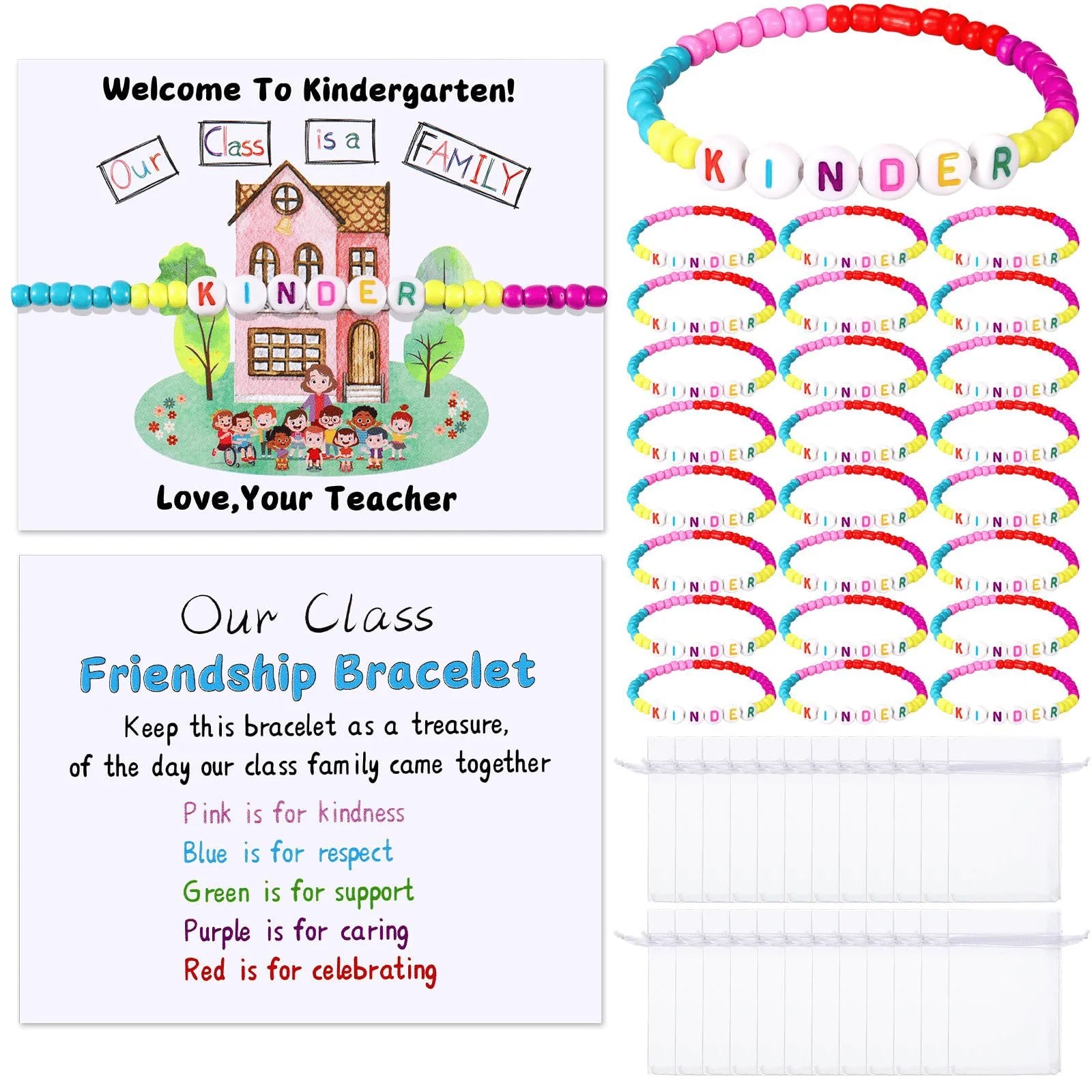 Vehicle-Ready Back to School Friendship Bracelets Set -Include Our