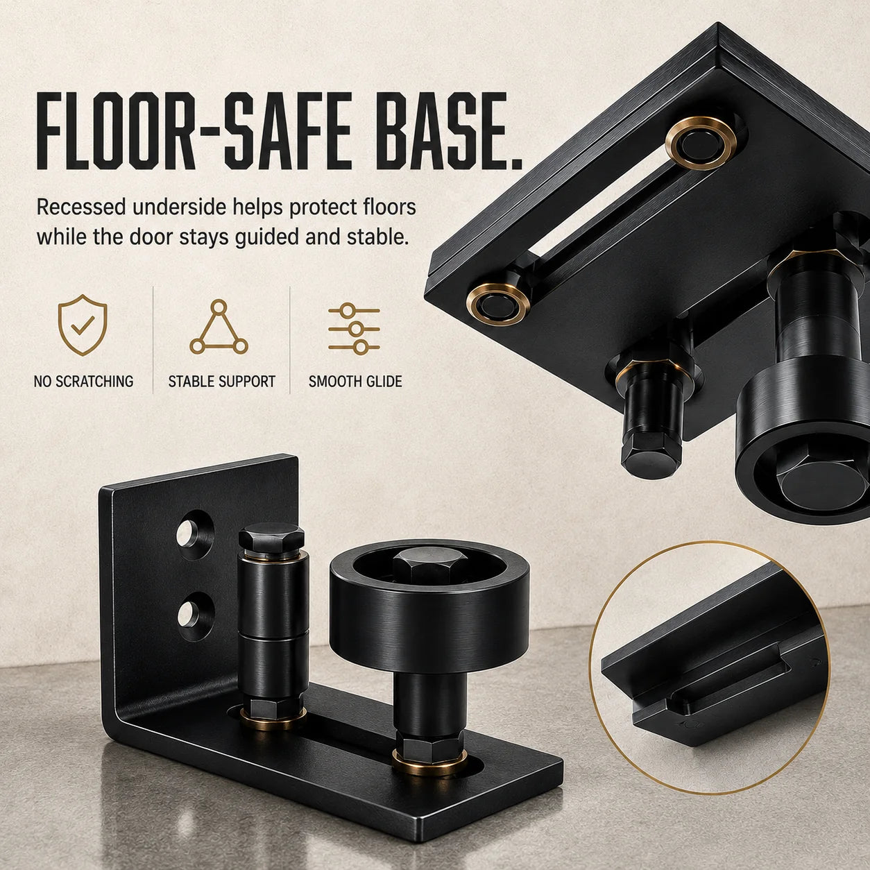 Purpose-Built 8-in-1 Adjustable Barn Door Floor Guide – Wall-Mount