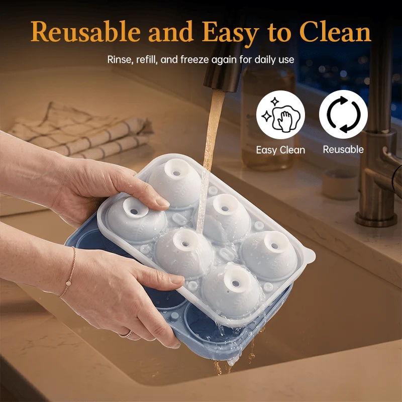 Baseball-Stitch Silicone Ice Ball Mold for Slow-Melting Drinks