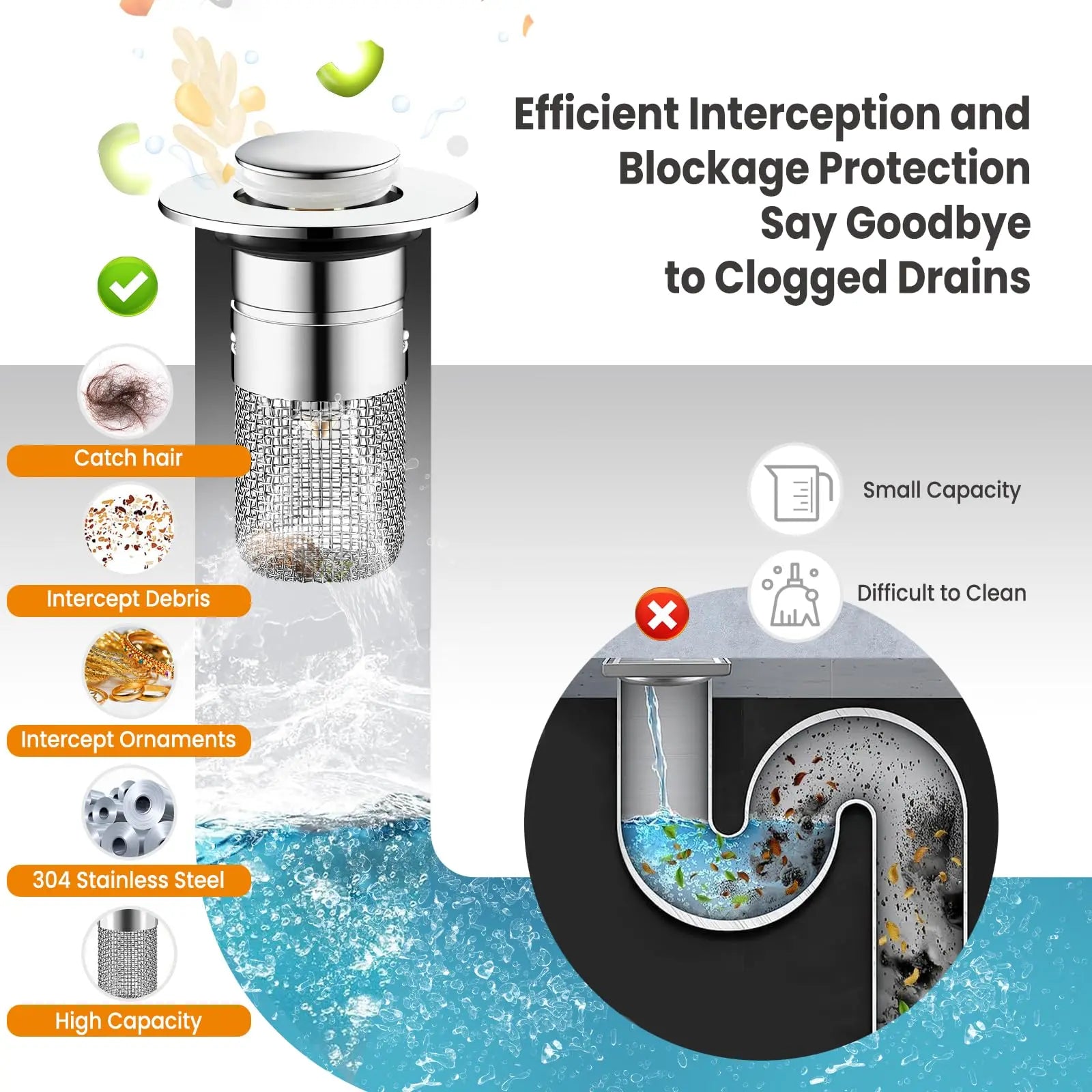 Easy-Care Universal Pop-Up Sink Drain Filter for Routine Upkeep