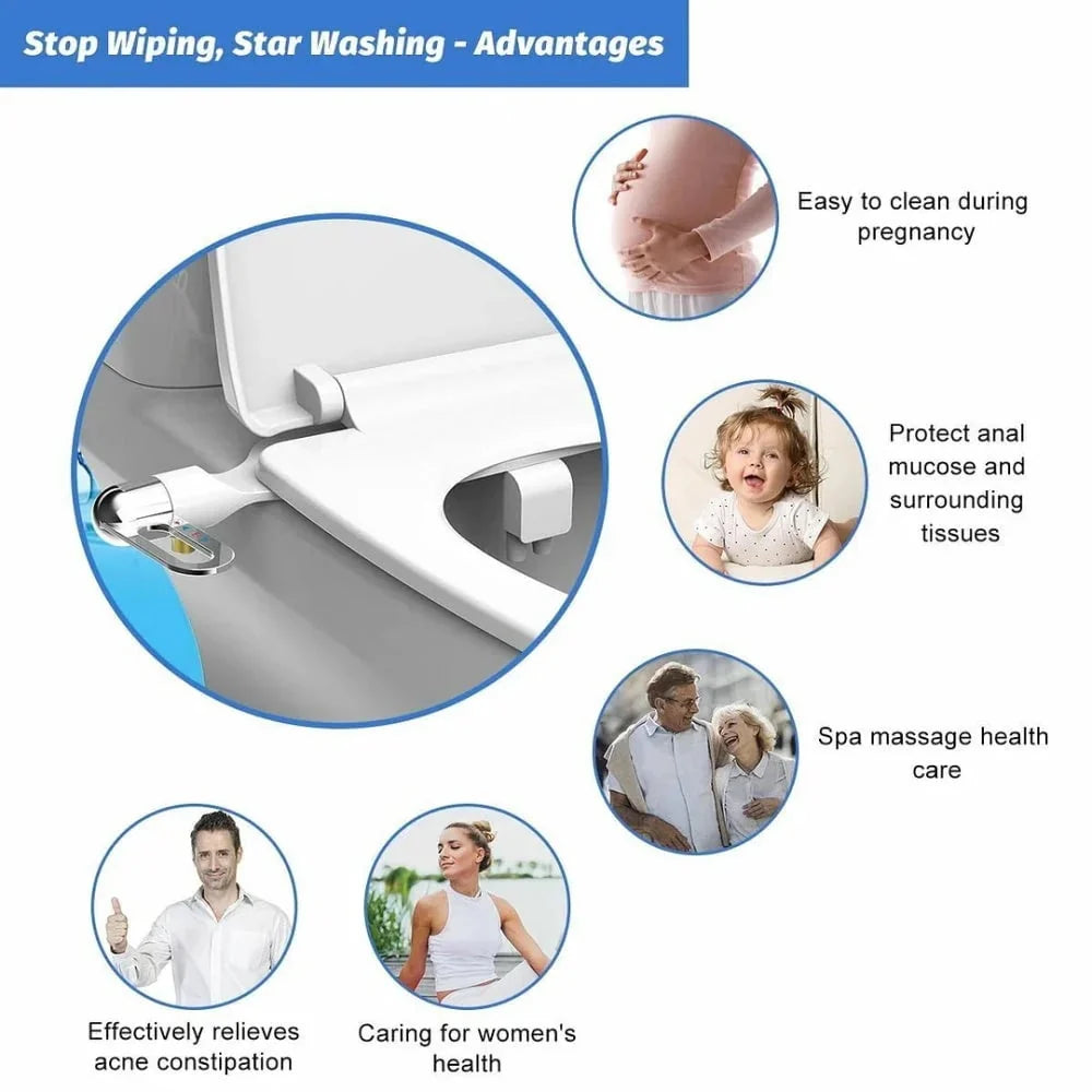 Non-Electric Dual Nozzle Bidet with Self-Cleaning Function
