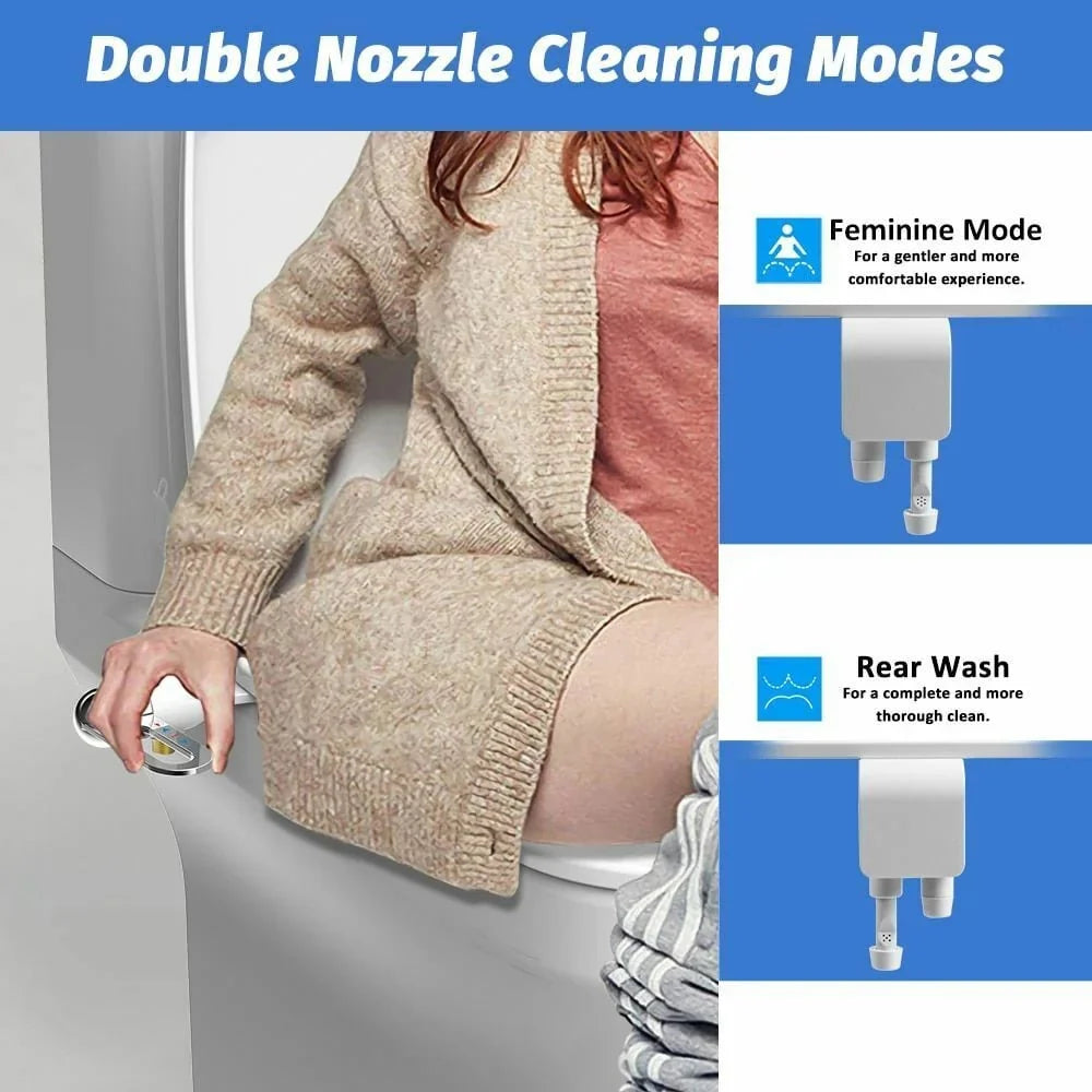 Non-Electric Dual Nozzle Bidet with Self-Cleaning Function