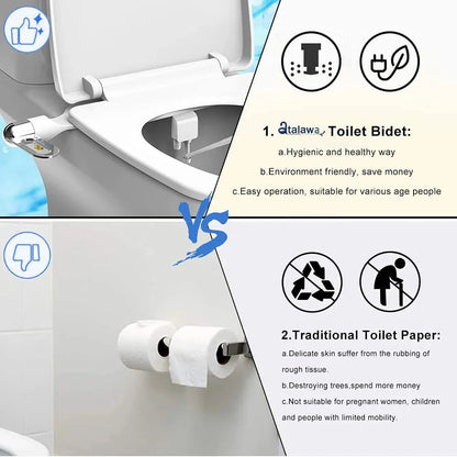 Non-Electric Dual Nozzle Bidet with Self-Cleaning Function