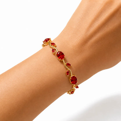 Gold-Plated Stainless Steel Bracelet with Pink Tulips
