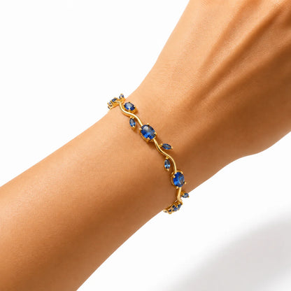 Gold-Plated Stainless Steel Bracelet with Pink Tulips