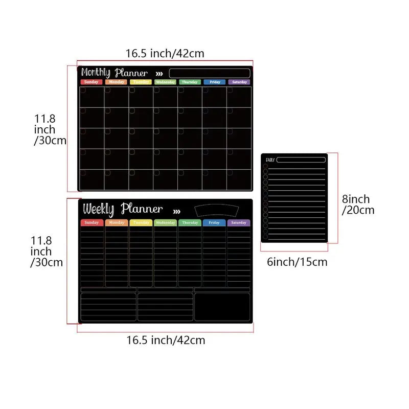 Space-Saving Black Magnetic Dry Erase – & Planner for Tidy Storage