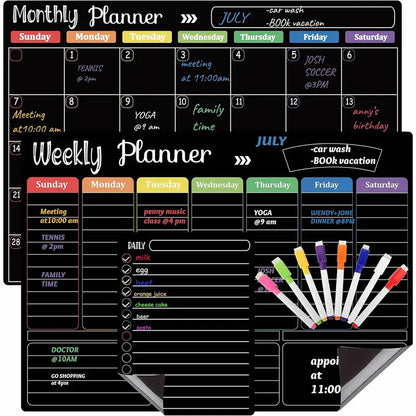 Space-Saving Black Magnetic Dry Erase – & Planner for Tidy Storage
