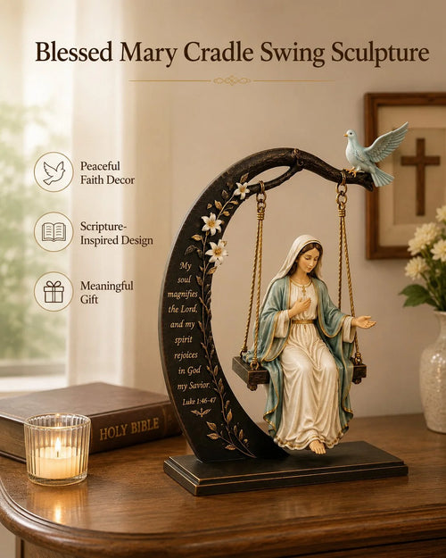 Purpose-Built Blessed Mary Cradle Swing Sculpture – Luke 1:46-47