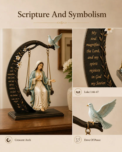 Purpose-Built Blessed Mary Cradle Swing Sculpture – Luke 1:46-47