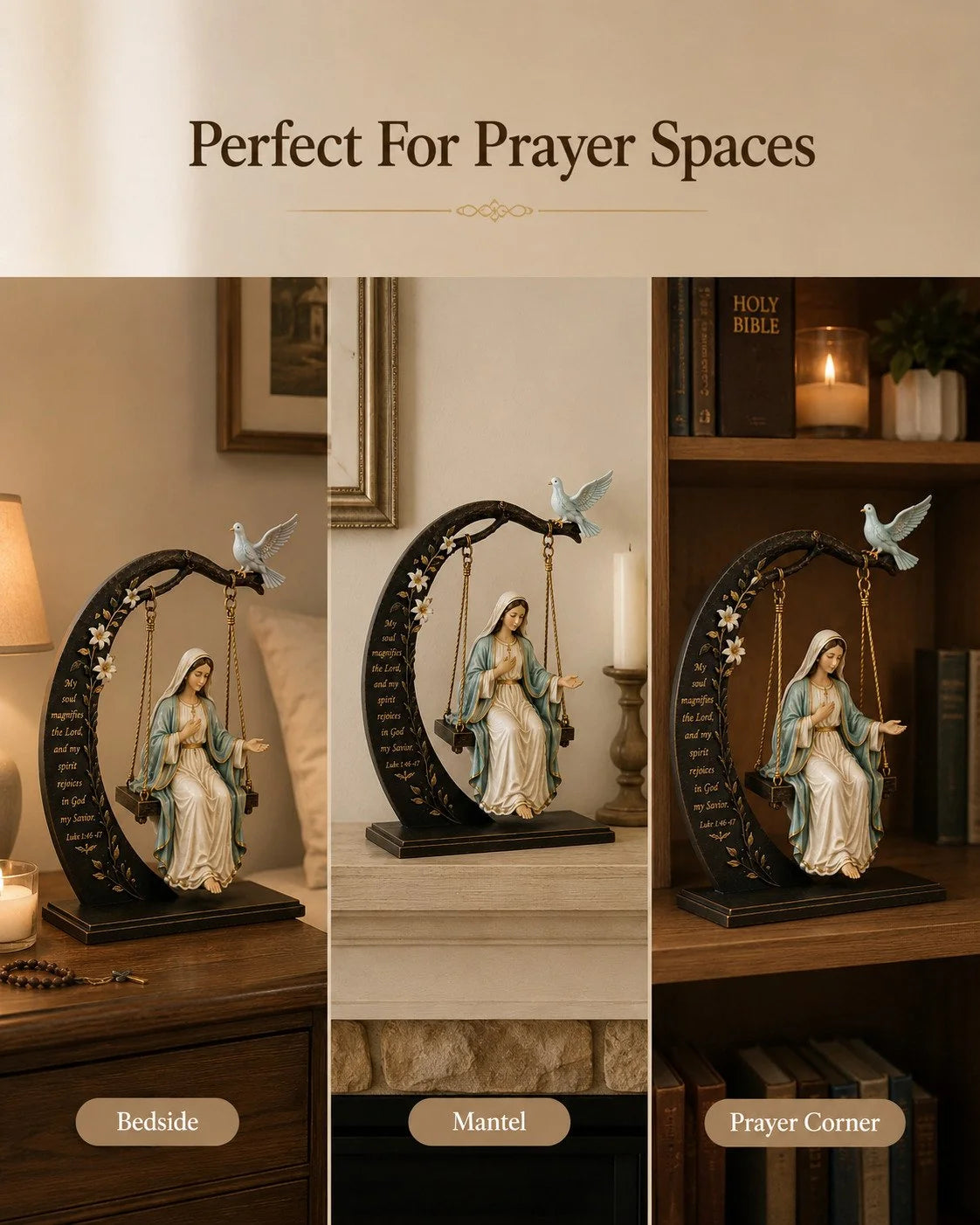 Purpose-Built Blessed Mary Cradle Swing Sculpture – Luke 1:46-47