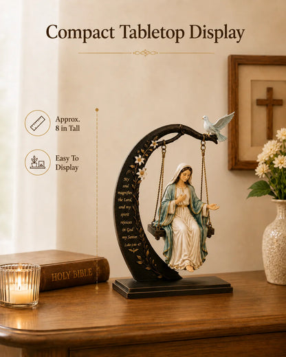 Purpose-Built Blessed Mary Cradle Swing Sculpture – Luke 1:46-47