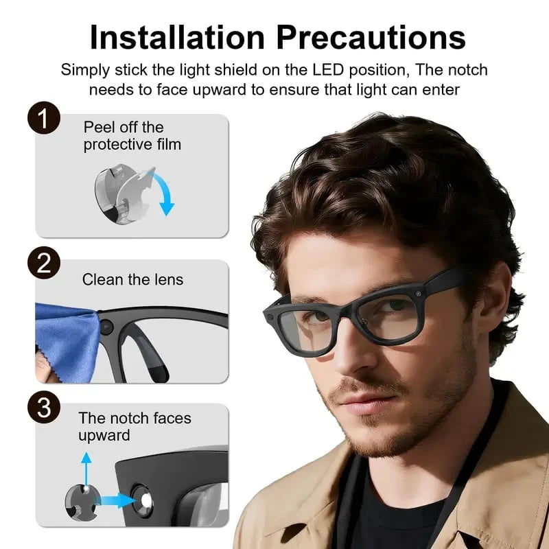 Decorative LED Light Blocking Stickers for Smart Glasses – Discreet
