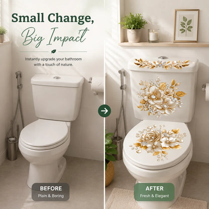 Purpose-Built Botanical Toilet Seat Sticker - Removable Green Leaf