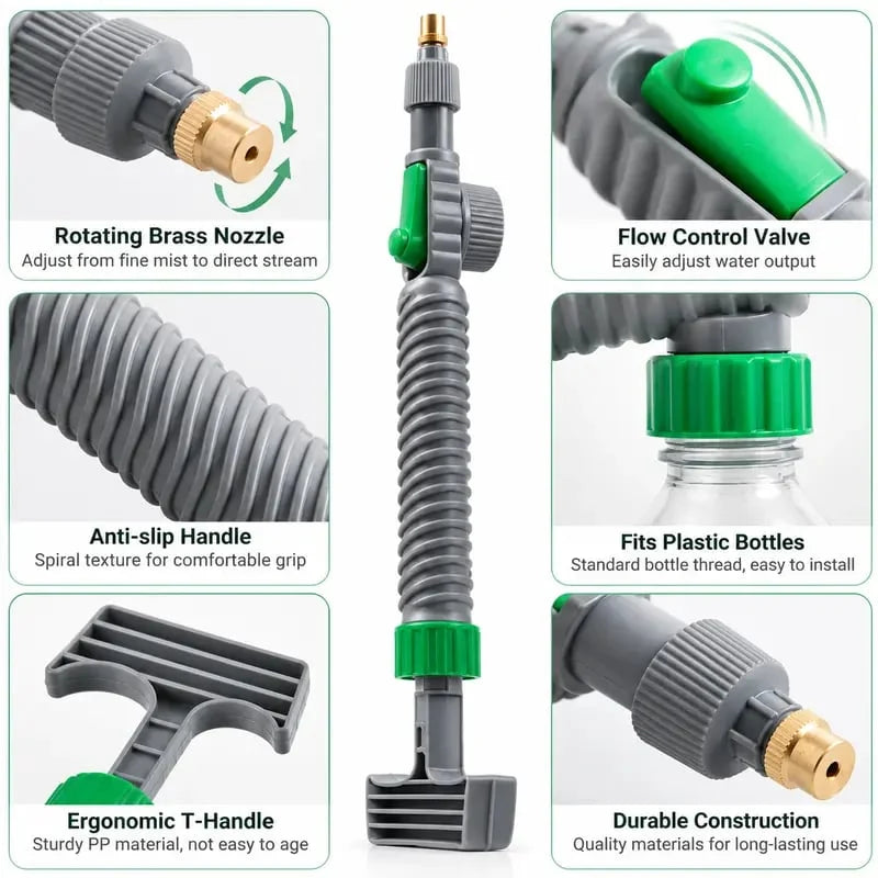 Outdoor Bottle Mount Manual Sprayer Nozzle – Adjustable Brass Spray