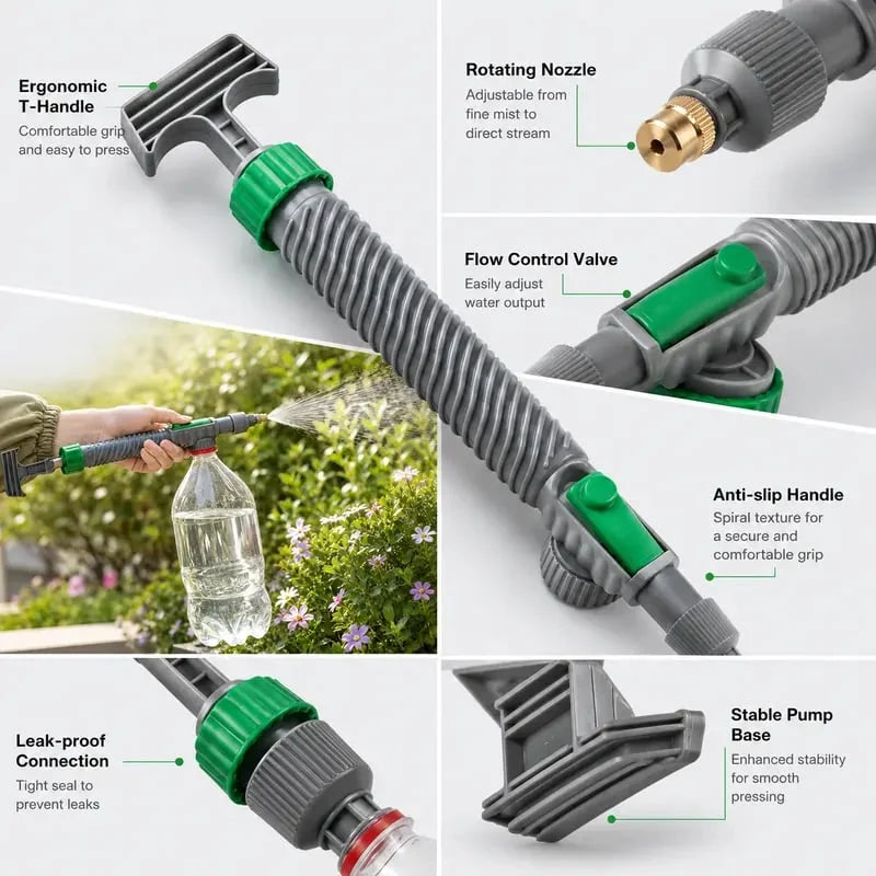 Outdoor Bottle Mount Manual Sprayer Nozzle – Adjustable Brass Spray