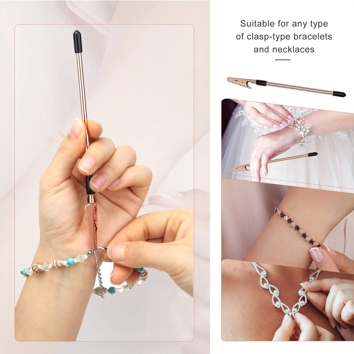 Metal Bracelet Clasp Helper with 6-Inch One-Handed Grip