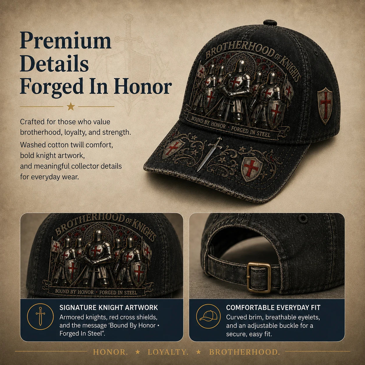 Distinctive Brotherhood Of Knights Honor Cap Honor Medal With Every