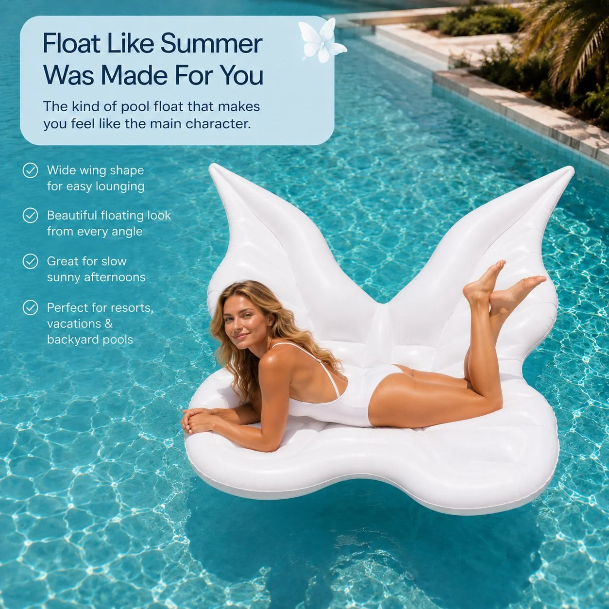 Oversized Butterfly-Wing Inflatable Pool Float for Lounging